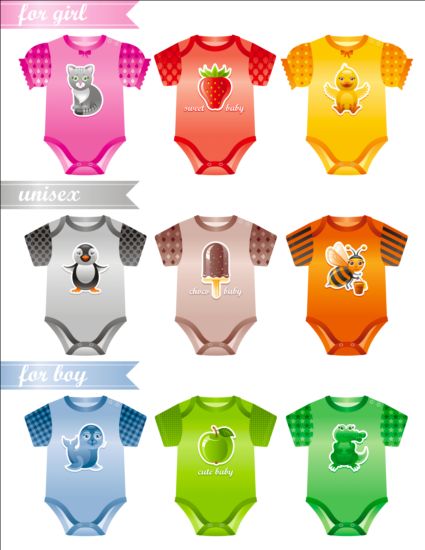 Vêtements de bébé Design vecteur matériel 02  