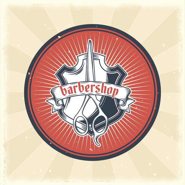 Barbershop retro badge vector material 03  