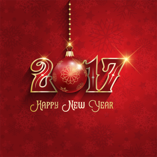 Mooie 2017 Nieuwjaar ontwerp met rode achtergrond vector  