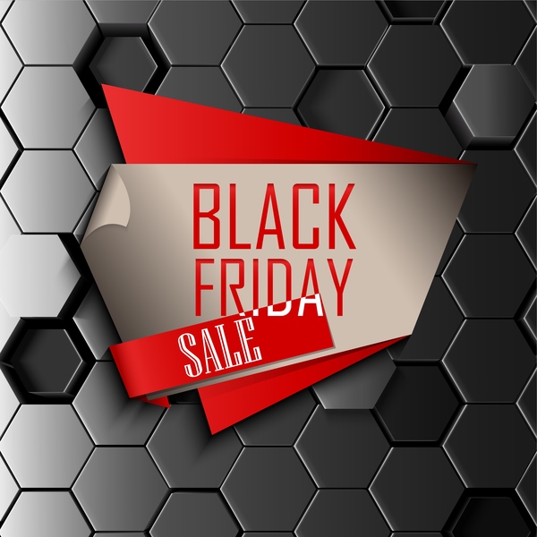 Schwarzer Freitag-Verkauf mit Hintergrundvektor 05 des Hexagons 3D  