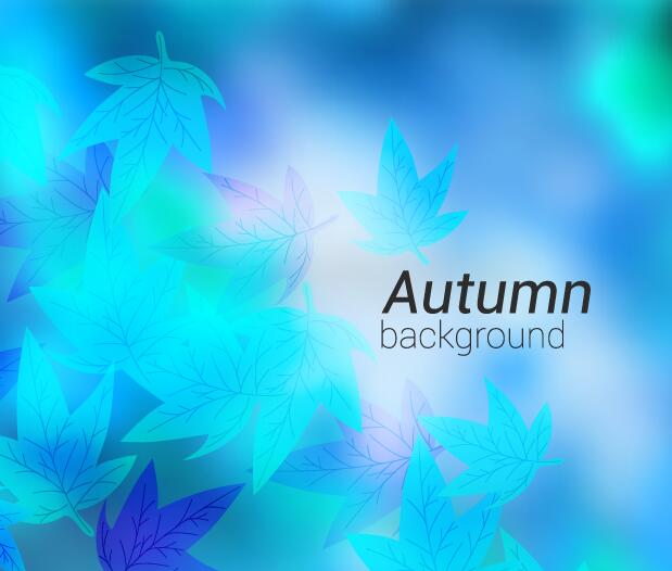 Blue autumn leaves background vector  