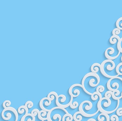 青色の背景に白い花のパターン ベクトル 04  