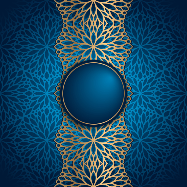 Blue styles oriental pattern vector  