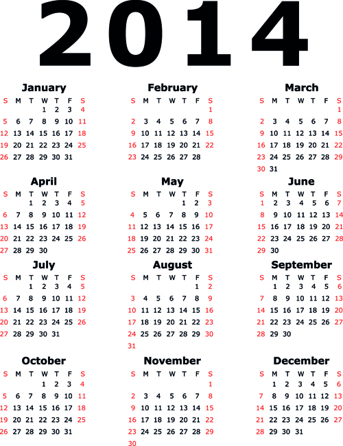 Calendar 2014 vector huge collection 01  