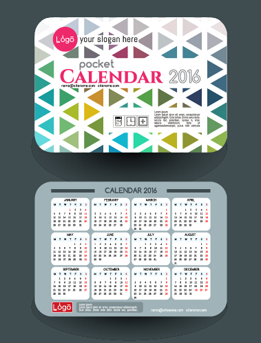 Calendar 2016 with business cards vector 11  