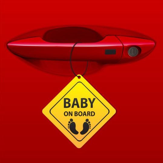 Autotürengriff und Baby-Tags-Vektor 07  