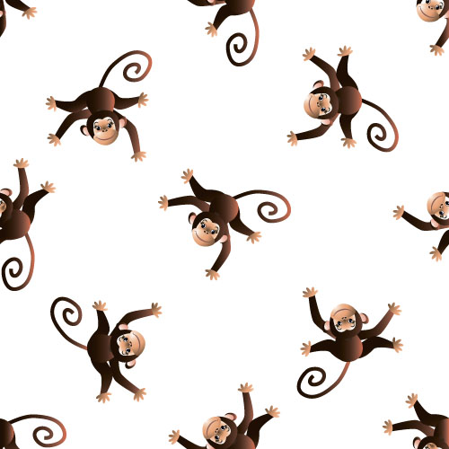 Cartoon monkey vector seamless patterns 01  