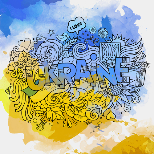 Cartoon ukraine style hand drawn background 03  