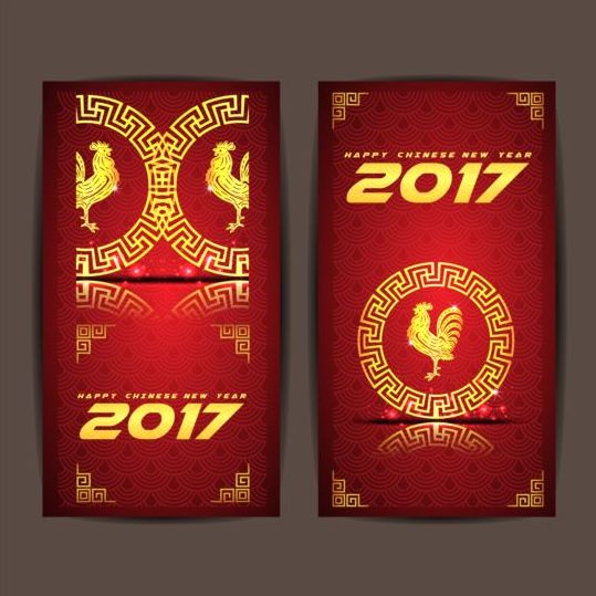 Chinese new year 2017 vertical cards vector 05  