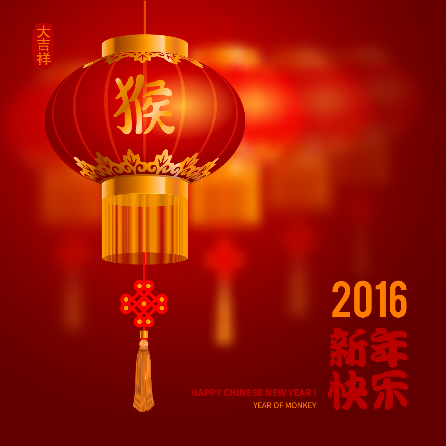 Chinese new year background with red lantern vector 03  