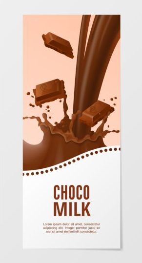 Choklad mjölk banner vektor  