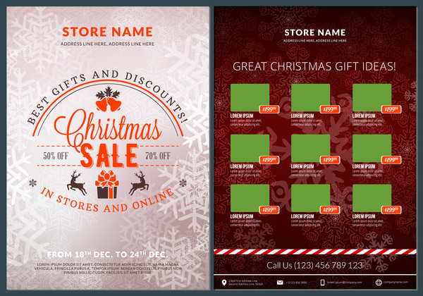 Christmas brochure template with gift card vector 14  