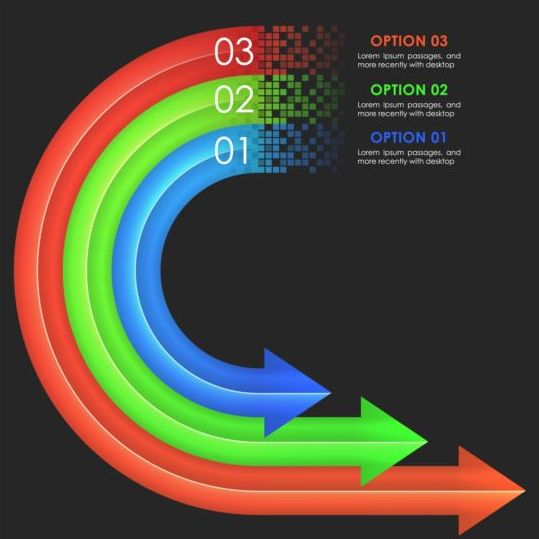 Gekleurde pijl met optie infographic vector 04  
