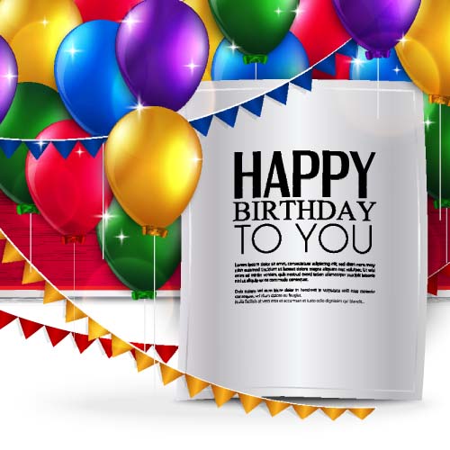 誕生日カード ベクトル材料 02 色の風船  