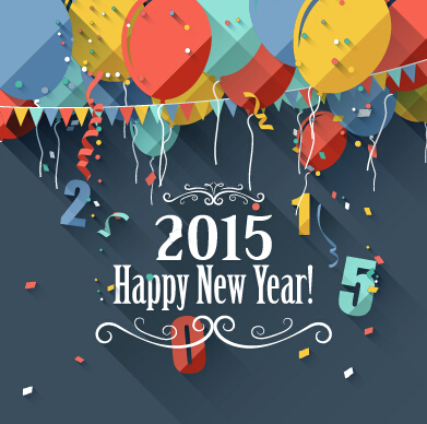 Confetti 2015 new year vintage background vector 01  