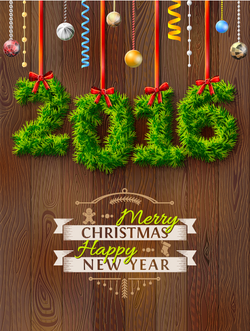 Creative 2016 christmas with new year vector design 04  