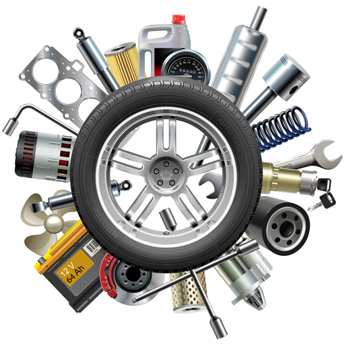 Creative car parts background vector 05  