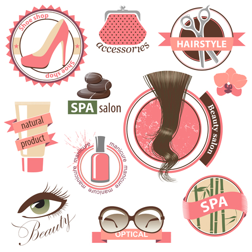 Creative makeup logos and labels vector  