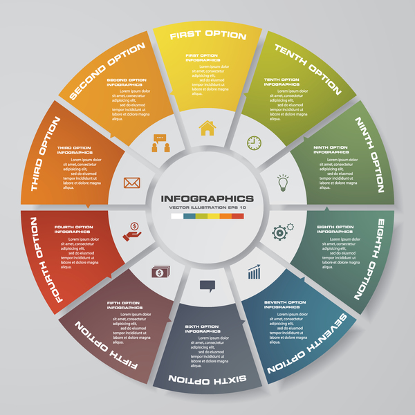Infgraphic ベクトル テンプレート 13 ラウンド クリエイティブ  