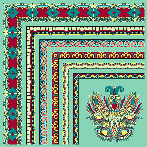 Decorative border corner ethnic styles vector 14  