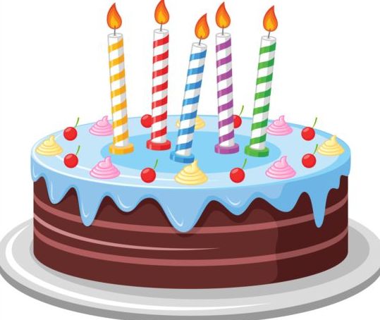 Вкусный торт ко дню рождения с векторами свечи 03  