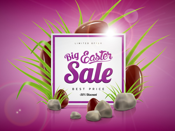 Ostern Verkauf Werbung Hintergrund mit Schokoladeneier Vector 04  