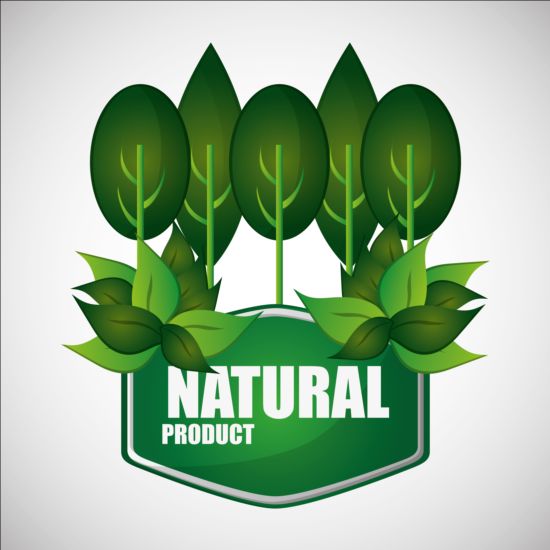 Ecological with natural stickers vector material 03  