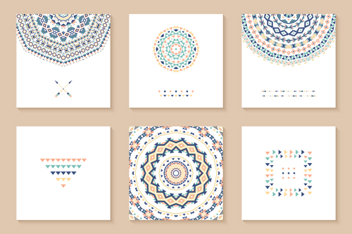 Ethnic pattern cards design vectors 03  