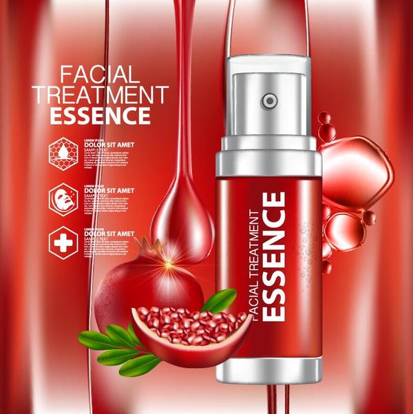 Facial treatment pomegranate cosmetic advertising poster vectors 03  