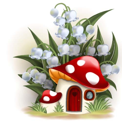 Fairy tale world and mushroom house vector 08  