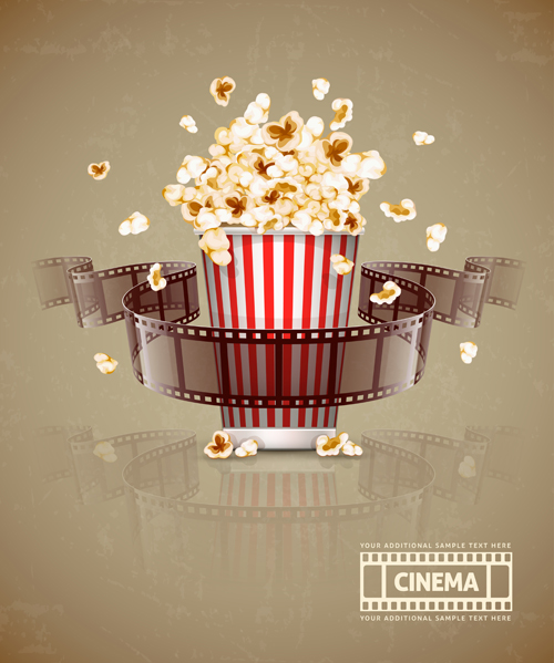 Film with popcorn cinema poster vector 03  