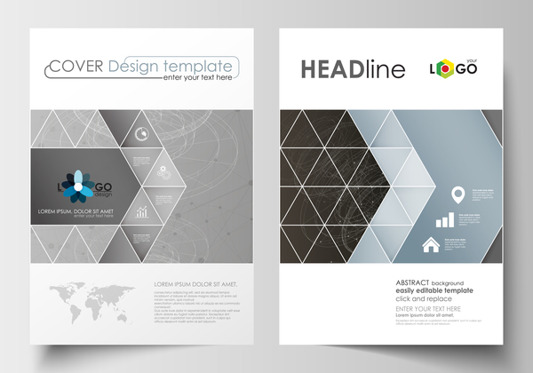 Geometric shape cover template magazine with flyer vector 02  