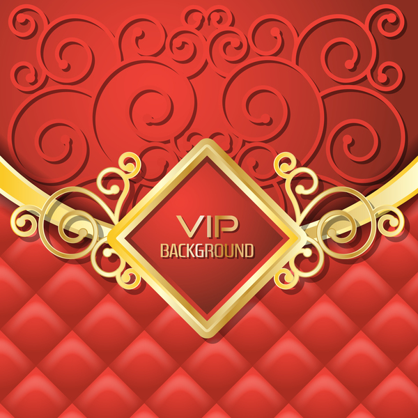 Golden with red VIP background vector 01  