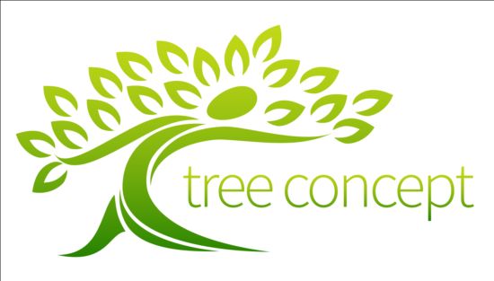 Зеленое дерево логотипы Векторные графические 04  