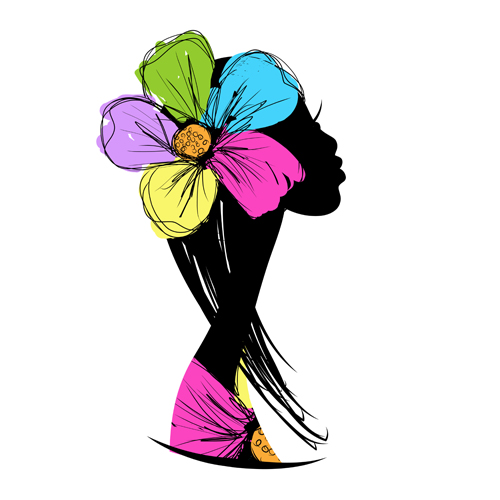 Hand drawn Girls with Flowers vector 01  