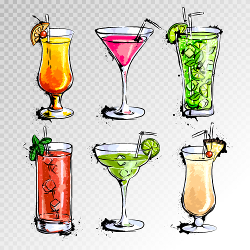 Handritade cocktail illustration vektorer 03  