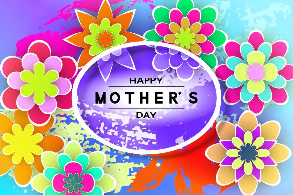 Glückliche Mutter Tag Blume Karten Vektoren set 13  