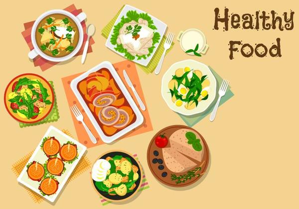 Healthy food flat vector 01  