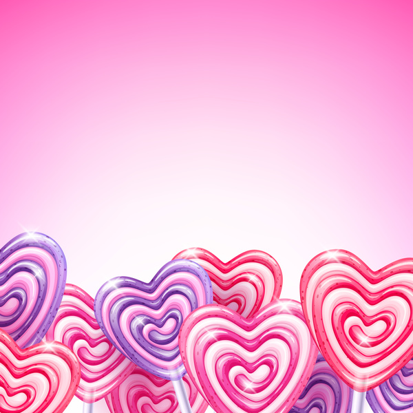 Heart candy cane with pink background vectors 01  