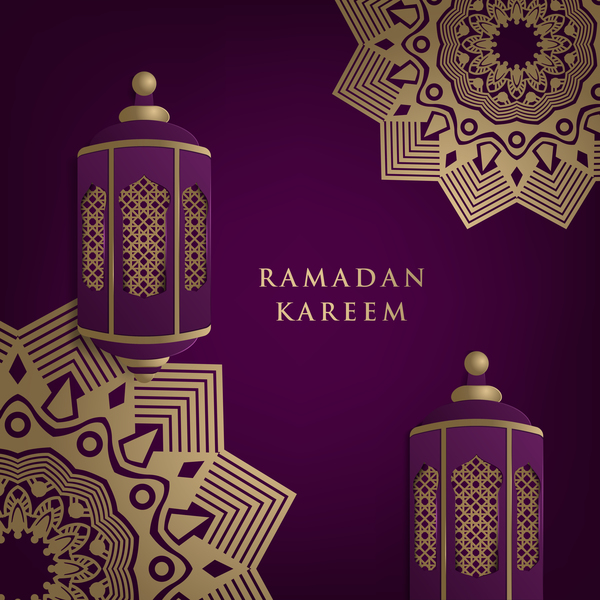 Islamic ramadhan purple backgrounds vectors 01  