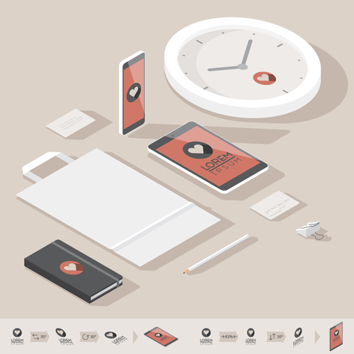 Isometric branding infographics template vector 05  