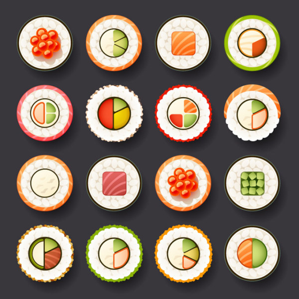 Japan sushi design vector icons  