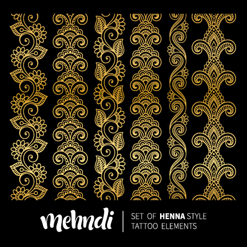 Mehndi styles henna tattoo elements vector 10  