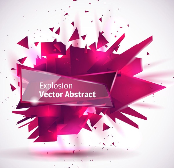 Purple explosion backgrounds with transparent glass banner vector 04  