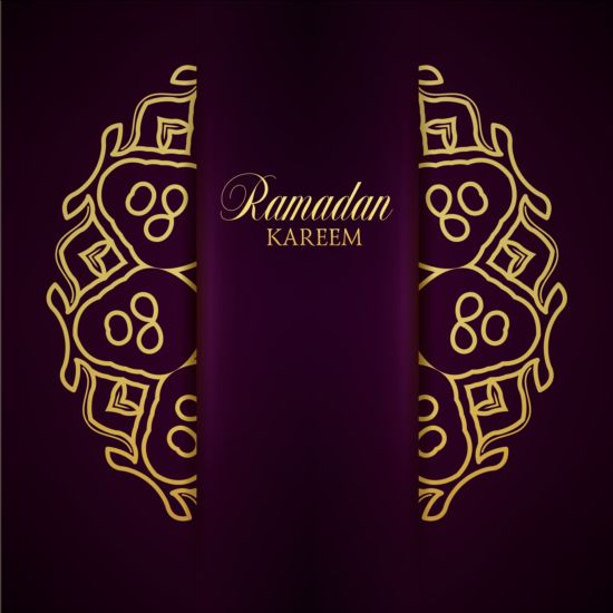 Ramadan kareem purple backgrounds vector set 04  