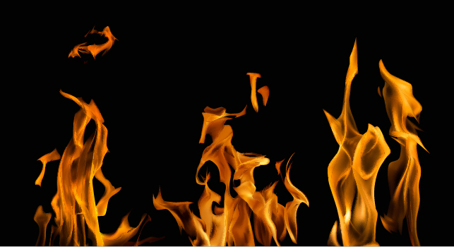 Realistic flame with black background vector 05  