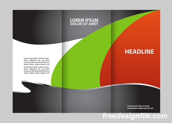 Red with black and green cover for flyer with brochure vector 15  