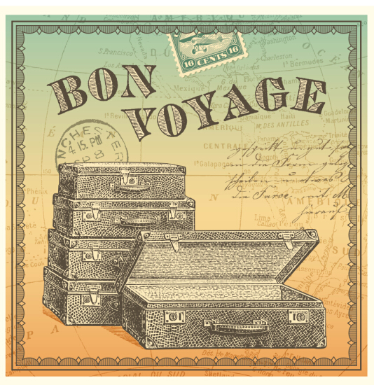 Retro travel background art vector 03  