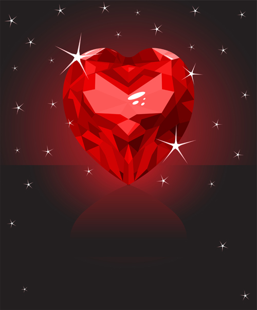 Shining diamond heart valentines day cards vector 02  