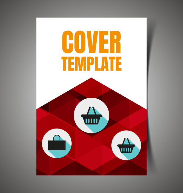 Shopping flyer with brochure cover template vector 08  